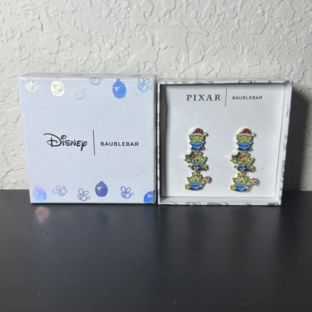 Pixar x BaubleBar Toy Story Alien Christmas Dangle Earrings NIB Disney Holiday